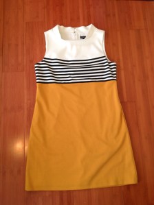 Classy mustard and cream sheath dress