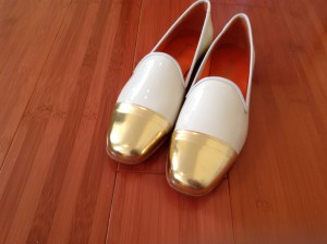 Bettye Muller gold toe patent flats